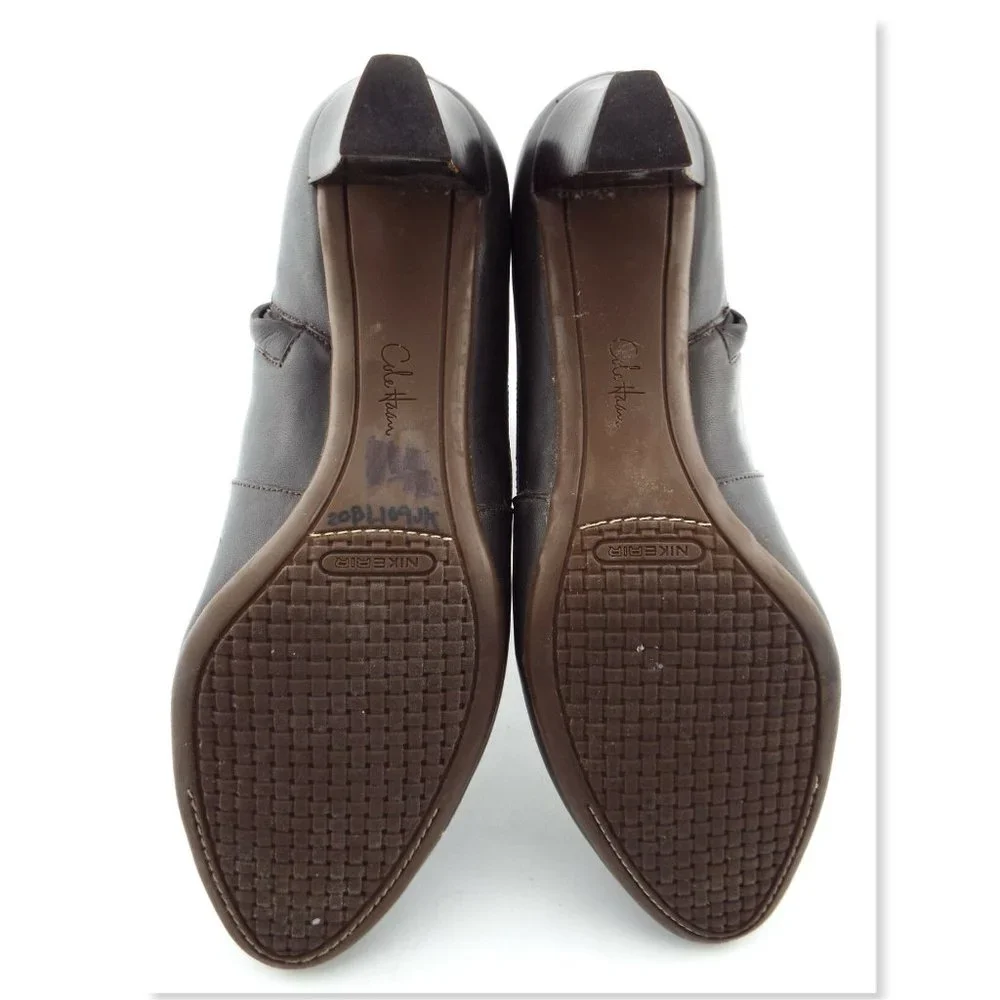COLE HAAN Nike Air Brown Leather Buckled Bootie Heels 6.5